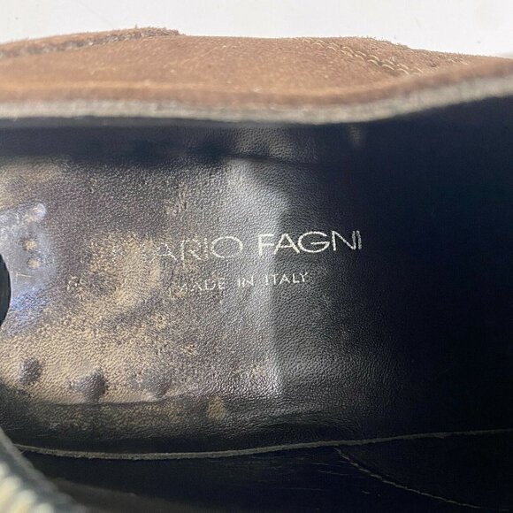 Mario Fagni Mens Brown Leather Round Toe Lace Up Oxford Dress Shoes Size 7.5 - Picture 7 of 9